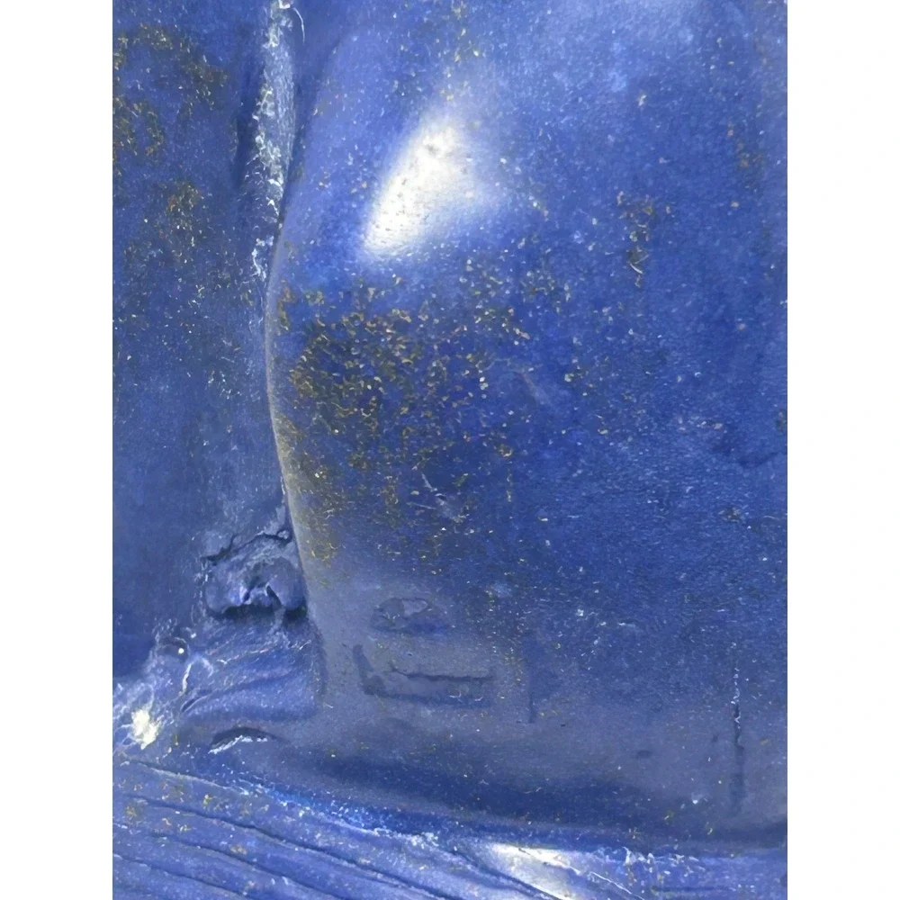 Vintage Egyptian Bastet Cat on Scarab Figurine Blue Lapis‎ Style Decor Large